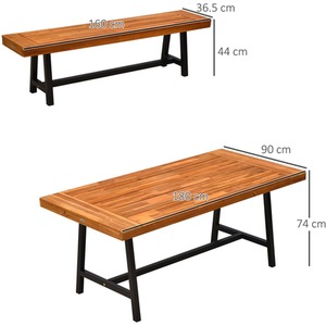 Outsunny Garden 3 Pieces Acacia Wood Picnic Table and 2 Benches Set - Natural wood colour by Outsunny