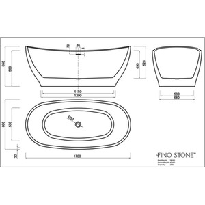 Elda Glossy Symmetrical Freestanding Acrylic Bathtub - White by Fino Stone