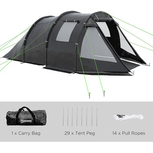 Outsunny Camping Tent with 2 Rooms for 3-4 Persons by Outsunny