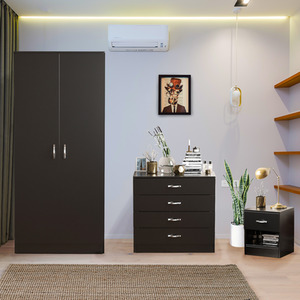 Riano Trio Bedroom Set - Black / MDF / 76cm by Vida Designs