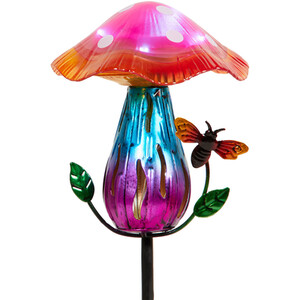 Solar Mushroom Rainbow Stake Light - Multicolour