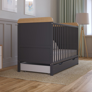 Levi Cot Bed With Drawer And Mattress - Anthracite/Pine by Love For Sleep