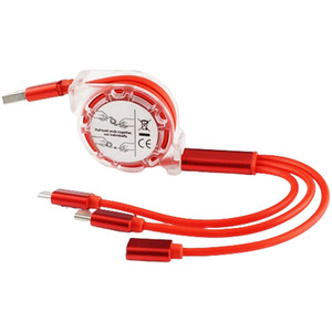 Retractable 3-in-1 Data Cable - Red