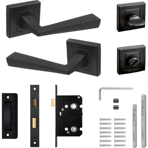 Helix Matt Black Bathroom Door Lever Handles - Bathroom Kit - Matt Balck by DecorAndDecor