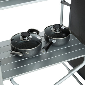 Large Camping Kitchen Station - Black by tectake