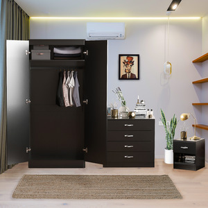 Riano Trio Bedroom Set - Black / MDF / 76cm by Vida Designs