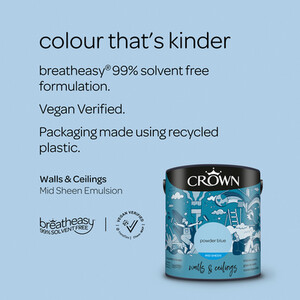 Crown Walls and Ceilings Mid Sheen Emulsion - Powder Blue / 2.5l by Crown Paints