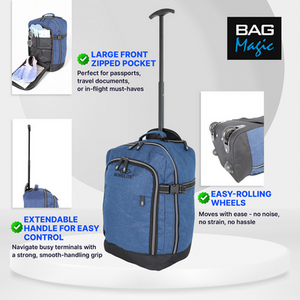 RyanAir Approved Cabin Holdall on Wheels - 20L, 40x25x20cm by Bordlite