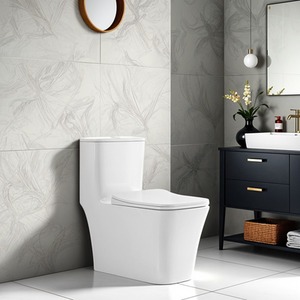 Rimless One Piece Floor Standing WC Toilet - White by Fino Stone