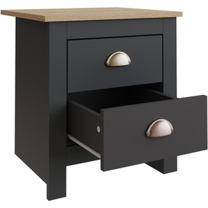 Lancaster 3 Piece Bedroom Set - Wardrobe, Chest of Drawers, Bedside - Black by GFW