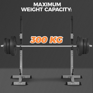 Adjustable Barbell Rack with Safety Spotters - Black by Yaheetech