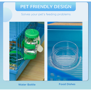 Pawhut 5 Tier Small Animal Cage with Exercise Wheels - Blue by Pawhut