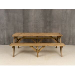 Fortem Rounded Pub Style Picnic Table Benches Set - Rustic brown / 240cm by Arbor Garden Solutions