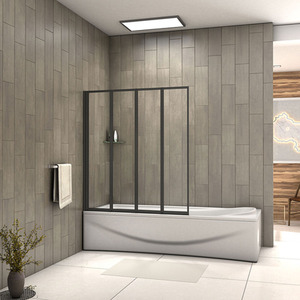 Black Framed Folding Bath Screen by AicaBathroom