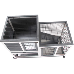PawHut Wooden Indoor Hutch Elevated Cage - Grey by PawHut