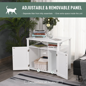 PawHut Wooden Cat Litter Box Enclosure - White by PawHut