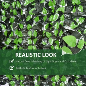 Outsunny 3M x 1M Artificial Leaf Hedge Screen - Green by Outsunny