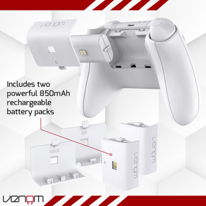 Venom Xbox Twin Charging Dock with Rechargeable Battery Packs - White by Venom
