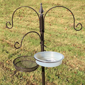 Metal Bird Feeding Station with Mealworm Tray and Water Dish - Bronze by Selections