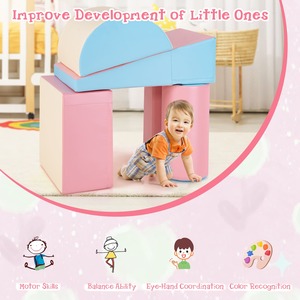 5PCS Kids Climb and Crawl Activity Playset - Pink & Blue by Costway