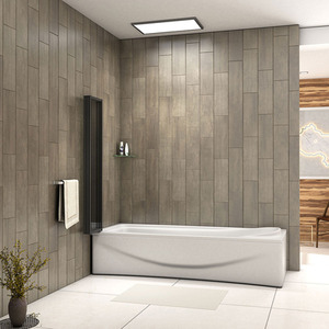 Black Framed Folding Bath Screen - Matt Black / 18.5kg by AicaBathroom