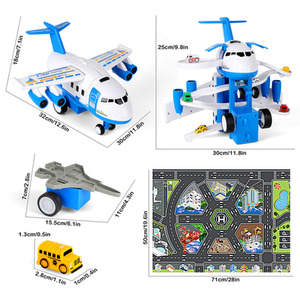 Transport Cargo Airplane Simulated City Race Track Car Toys Set