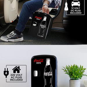 Coca Cola Mini Fridge for Bedrooms Cool Box Warmer 4L - Black by Koolatron