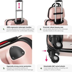 tectake Suitcase Set 4-Piece Pucci - Rose Gold by tectake
