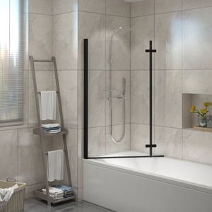 Square Bath Shower Screen Bifold Panel Pivot Screen - Black