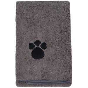 Pawprint Microfibre Pet Towel - Dark Grey by Clever Paws