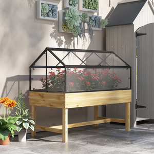 Outsunny Raised Garden Bed with Cold Frame Greenhouse Polycarbonate Panel by Outsunny