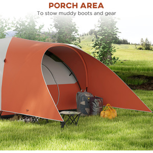 Outsunny 3000mm Waterproof Camping Tent with Porch and Sewn in Floor by Outsunny