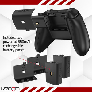 Venom Xbox Twin Charging Dock with Rechargeable Battery Packs - Black by Venom