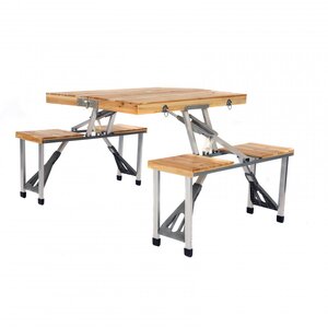 Portable Wooden Folding Outdoor Picnic Table and Bench Set 4 Seats by Oypla