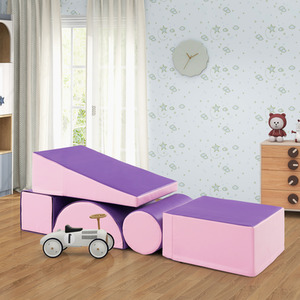 5 Pieces Kids Climb Crawl Foam Play Set - Purple by Costway