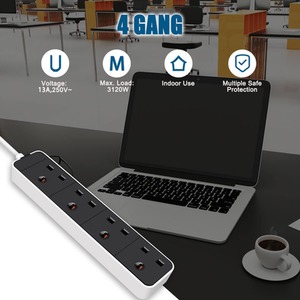 4 Way 1 Meter Extension Lead - Black by BriStar