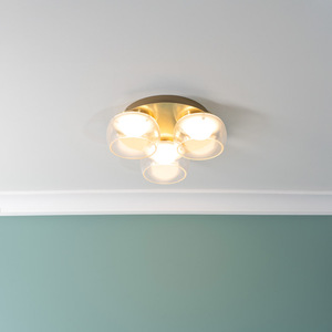 Alissa IP44 Integrated LED 3 Way Ceiling Light with Glass Shades - Gold by ValueLights