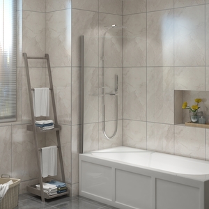 Bath Screen Pivot Bath Shower Easy Clean Reversible Panel - Chrome