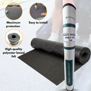 Standard Grade Shed Roofing Felt (5m x 1m) - Black by NOVECRAFTO