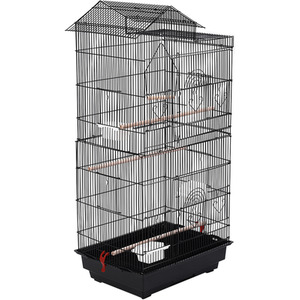Deluxe Metal Bird Cage with Tray and Handle - Black by Livingandhome