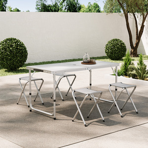 Portable Camping Table and 4 Stools Set - White by Kidkid