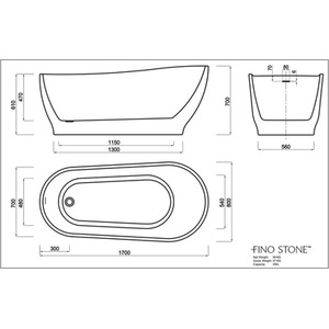 Brisa Glossy Freestanding Acrylic Bathtub - White by Fino Stone
