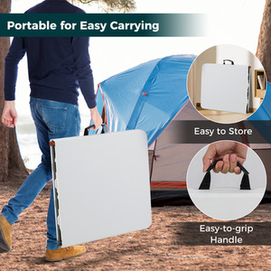 122 cm Portable Camping Table - White by Costway