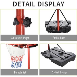 HOMCOM 200-250cm Height Adjustable Basketball Hoop - Black by HOMCOM