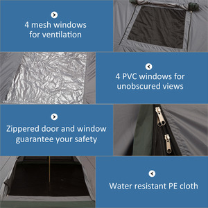 Outsunny 6 Men Tipi Tent - Olive Green, Grey by Outsunny