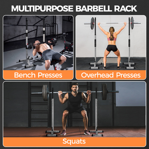 Adjustable Barbell Rack with Safety Spotters - Black by Yaheetech