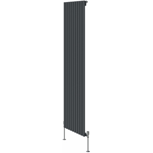 Oval Single Panel Vertical Radiator Anthracite 1800mm Tall - Anthracite / 59cm by Right Radiators
