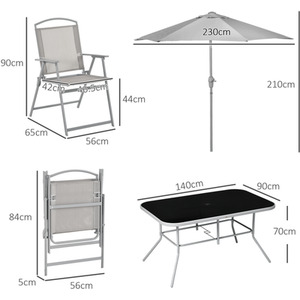 Outsunny 8 Pieces Garden Furniture Set with Parasol Folding Chairs by Outsunny