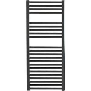 Bray Heated Towel Rail For Central Heating, Straight, Black - Black / 120cm by SolAire Heating Products