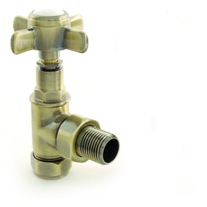 Towelrads Traditional Cross-Head Manual Angled Valve & Lockshield Set by Towelrads